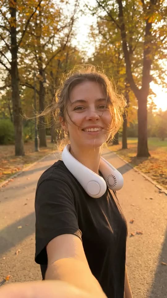 Neck Fan, park scene